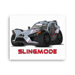 Load image into Gallery viewer, Slingmode Caricature Canvas Wall Art | 2018 GT LE Matte Cloud Gray Indy Red Polaris Slingshot®