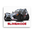Load image into Gallery viewer, Slingmode Caricature Canvas Wall Art | 2018 GT LE Matte Cloud Gray Indy Red Polaris Slingshot®
