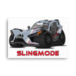 Load image into Gallery viewer, Slingmode Caricature Canvas Wall Art | 2018 GT LE Matte Cloud Gray Indy Red Polaris Slingshot®