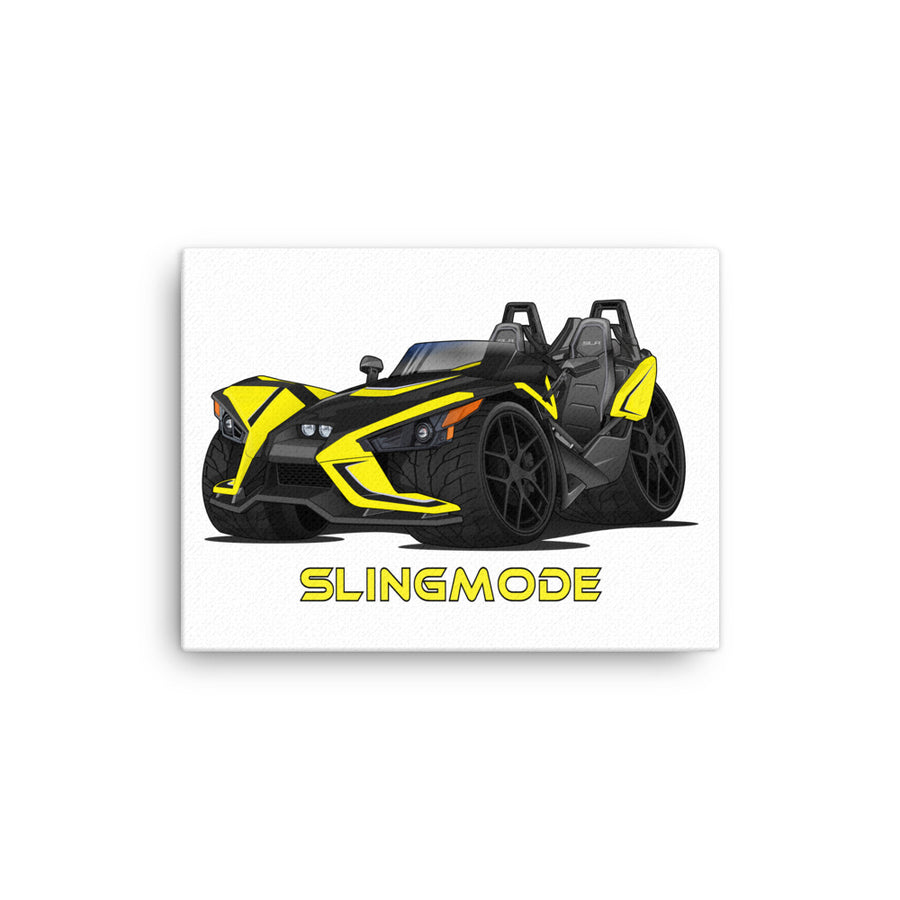 Slingmode Caricature Canvas Wall Art | 2019 SLR Icon Daytona Yellow Polaris Slingshot®