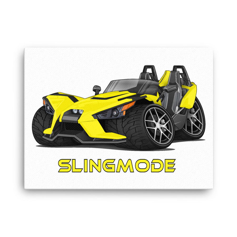 Slingmode Caricature Canvas Wall Art | 2019 SL Icon Daytona Yellow Polaris Slingshot®