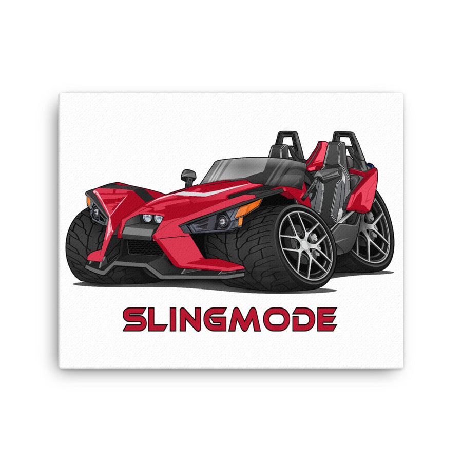 Slingmode Caricature Canvas Wall Art |  2017 SL Sunset Red Polaris Slingshot®