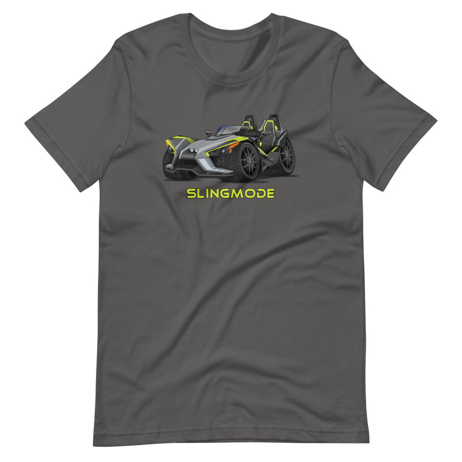 Slingmode Caricature Men's T-Shirt 2018 (SLR LE Ghost Gray Lime Squeeze)